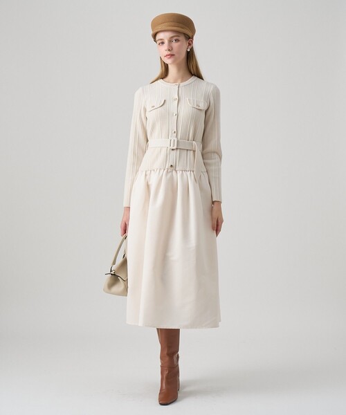 ANAYI（アナイ） ワンピース グログランコンビベルト付き ワンピース