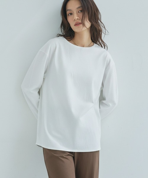 tシャツ ダブルシルケット長袖フレアカットソー レディース