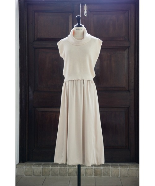 値下げ　Her lip to ノースリーブロングニットワンピース　新品未使用 Her lip to ノースリーブニット FREE ベージュ レディース : ZOZOTOWN