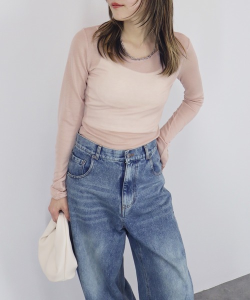 「Reurie'」 長袖カットソー FREE チャコールグレー レディース_画像7