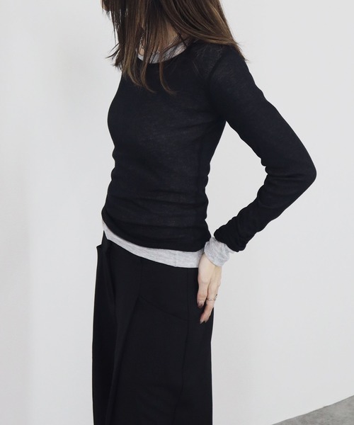 「Reurie'」 長袖カットソー FREE チャコールグレー レディース_画像9