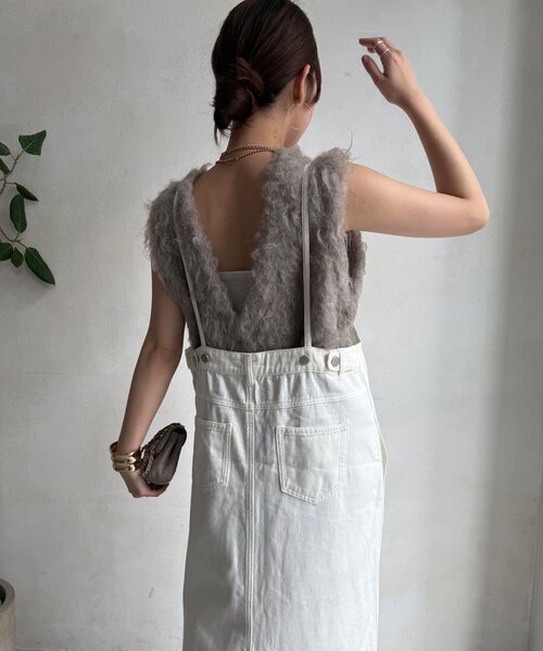 DouDou（ドゥドゥ） サロペットスカート - オフホワイト レディース