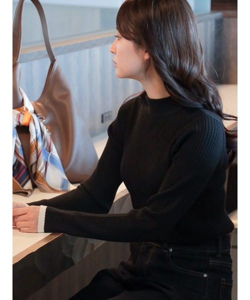 Te chichi（テチチ） ニット セーター 「10色展開」配色リブニットプル