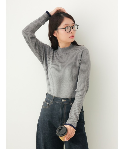 Te chichi（テチチ） ニット セーター 「10色展開」配色リブニットプル