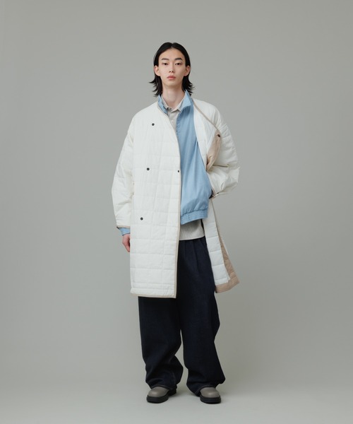 新品タグ付き　アダムエロペ　ノーカラーコート ADAM ET ROPE'（アダムエロペ） ノーカラーコート L オフホワイト