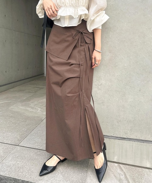 新品未使用タグ付き　ebure ロングスカート　ラップスカート Freesia ロング スカート ラップスカート付き2wayロングスカート