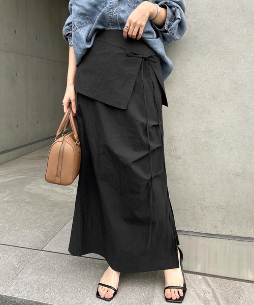 Freesia ロング スカート ラップスカート付き2wayロングスカート