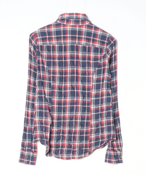 「L'Appartement」 チェック柄長袖シャツ 36 ネイビー レディース_画像2