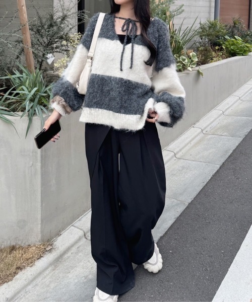 「nemne store」 長袖ニット SMALL グレー レディース_画像2