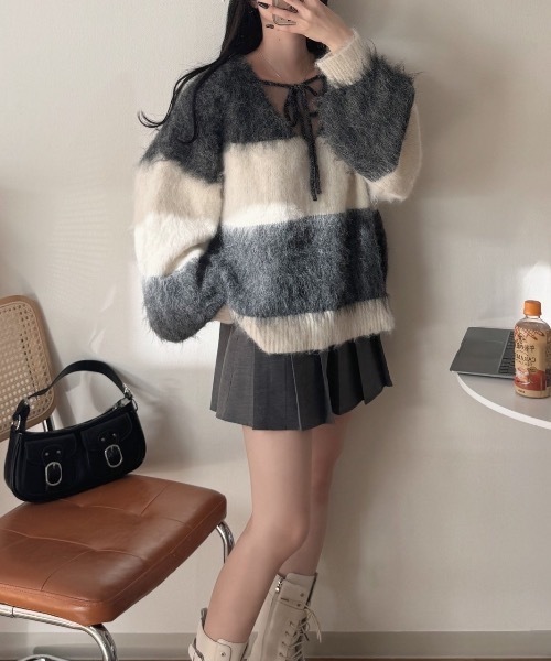 「nemne store」 長袖ニット SMALL グレー レディース_画像5