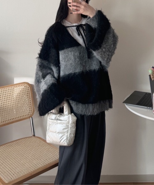 「nemne store」 長袖ニット SMALL グレー レディース_画像7