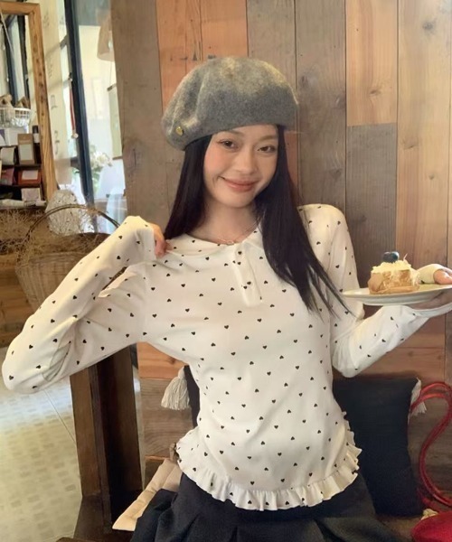 AsRiRe tシャツ 26ss 可愛いハート柄トップス レディース : ZOZOTOWN