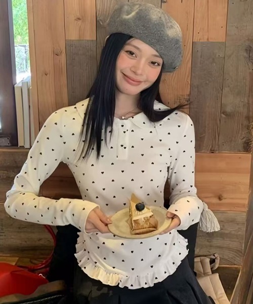 AsRiRe tシャツ 26ss 可愛いハート柄トップス レディース : ZOZOTOWN