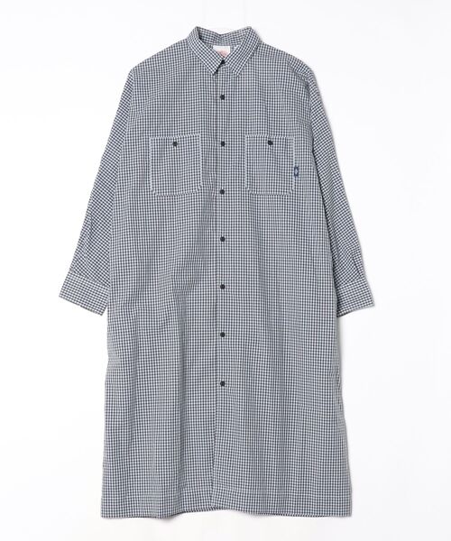 Danton（ダントン） チェック柄シャツワンピース 36 ブルー レディース