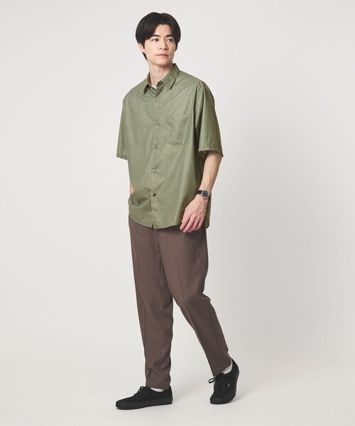 MHL 薄抹茶色のグリーン系2025年型半袖シャツ　Sサイズ green label relaxing（グリーンレーベルリラクシング） シャツ 半袖