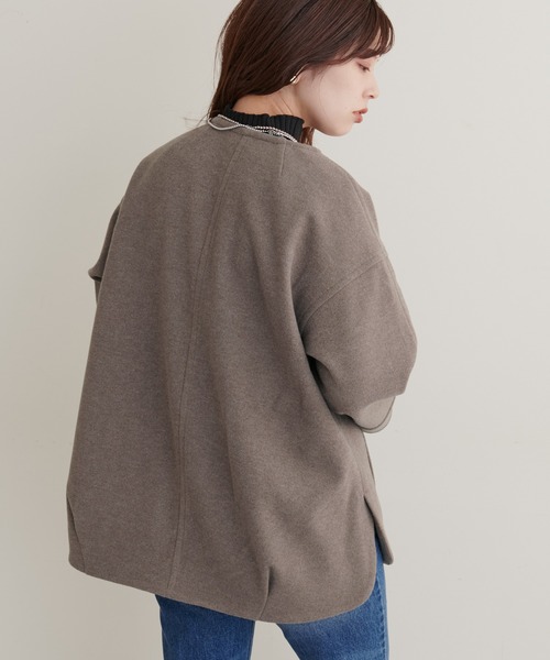 「natural couture」 ノーカラージャケット FREE モカ レディース_画像6