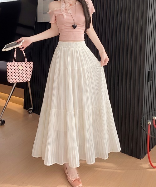 Diosfront ロング スカート プリーツティアードロングスカート