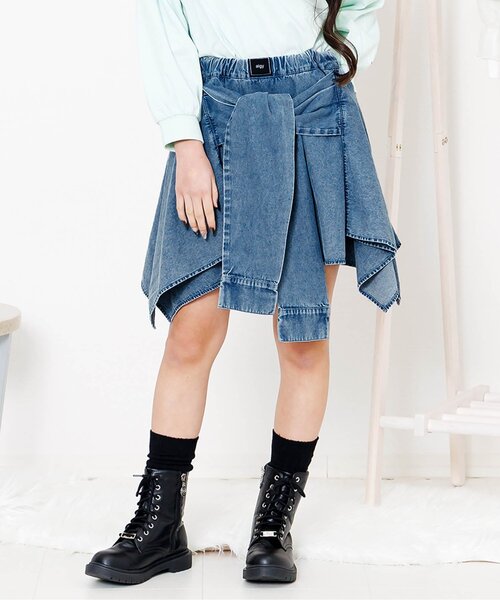 algy（アルジー） パンツ シャツ巻き風デニムキュロット キッズ 子供服