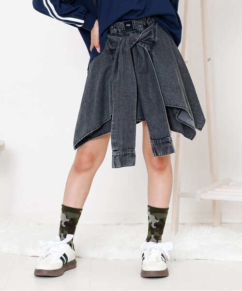 algy（アルジー） パンツ シャツ巻き風デニムキュロット キッズ 子供服
