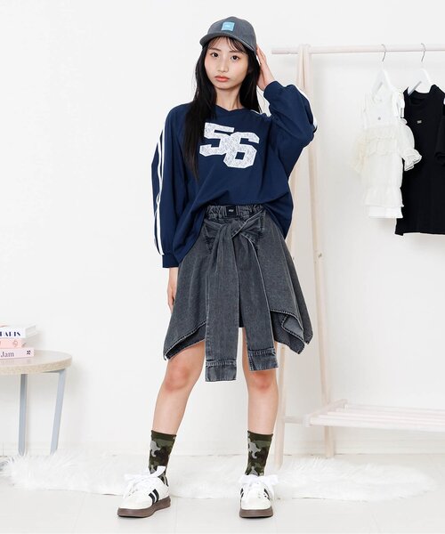 algy（アルジー） パンツ シャツ巻き風デニムキュロット キッズ 子供服