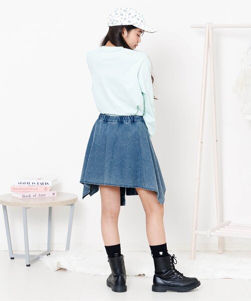 algy（アルジー） パンツ シャツ巻き風デニムキュロット キッズ 子供服