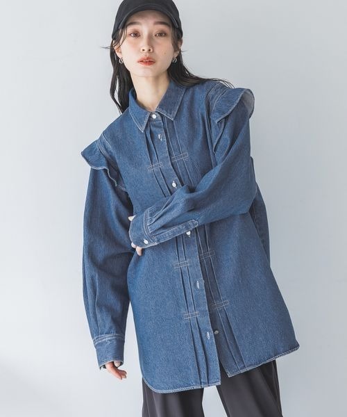 「JEANASIS」 長袖シャツ FREE ブルー レディース_画像4