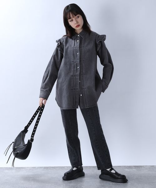 「JEANASIS」 長袖シャツ FREE ブルー レディース_画像8