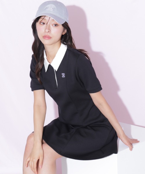 ワンピース ポロ襟カットソーワンピースの画像