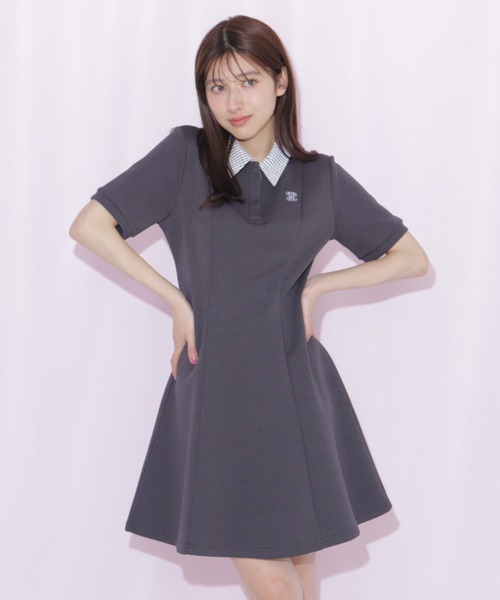 ワンピース ポロ襟カットソーワンピースの画像