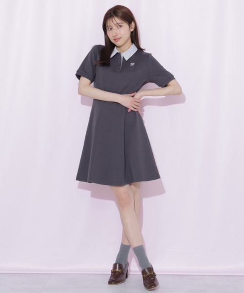 STUART襟付きワンピースMグレー JILL by JILL ✳︎新品タグ付き✳︎ ジルバイジルスチュアート レイヤード風襟付き JILLSTUART by JILL ワンピース