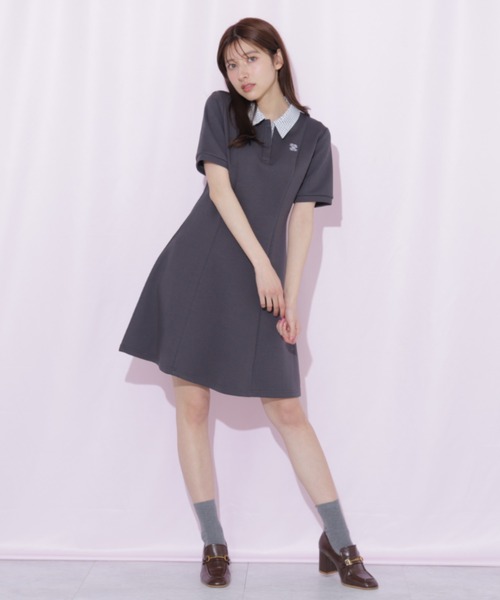 ワンピース ポロ襟カットソーワンピースの画像