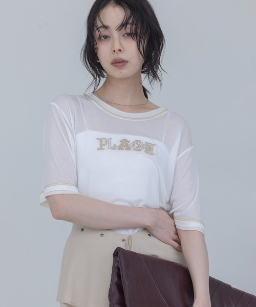 【新品・未使用】Eimee Law Tシャツ Eimee Law（エイミーロウ） tシャツ 半袖 PLACE刺繍 レイヤードライク