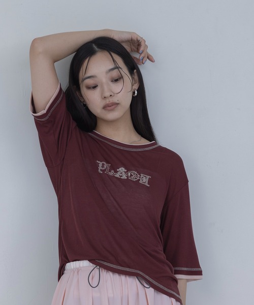 【新品・未使用】Eimee Law Tシャツ Eimee Law（エイミーロウ） tシャツ 半袖 PLACE刺繍 レイヤードライク