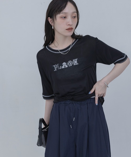 Eimee Law（エイミーロウ） tシャツ 半袖 PLACE刺繍 レイヤードライク