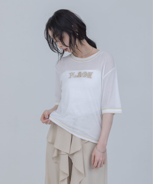 Eimee Law（エイミーロウ） tシャツ 半袖 PLACE刺繍 レイヤードライク