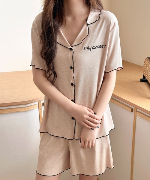 DAY CLOSET パジャマ ルームウェア 「セットアップ」半袖バイカラー