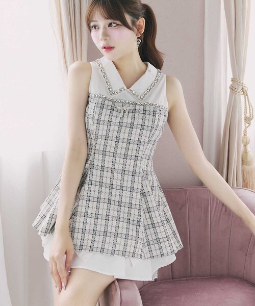 Belle Charme ブラウス シャツ 「Belle Charme」Jewel Peplum Tops