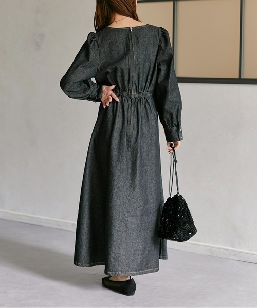 「Thevon」 長袖ワンピース MEDIUM ブラック レディース_画像4