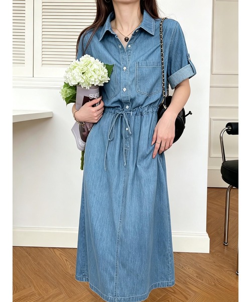 FAVORITO ワンピース 半袖 襟付きデニムシャツワンピース : ZOZOTOWN