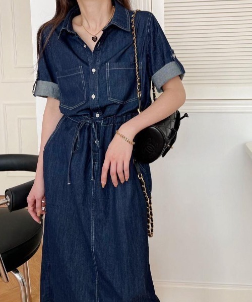 FAVORITO ワンピース 半袖 襟付きデニムシャツワンピース : ZOZOTOWN