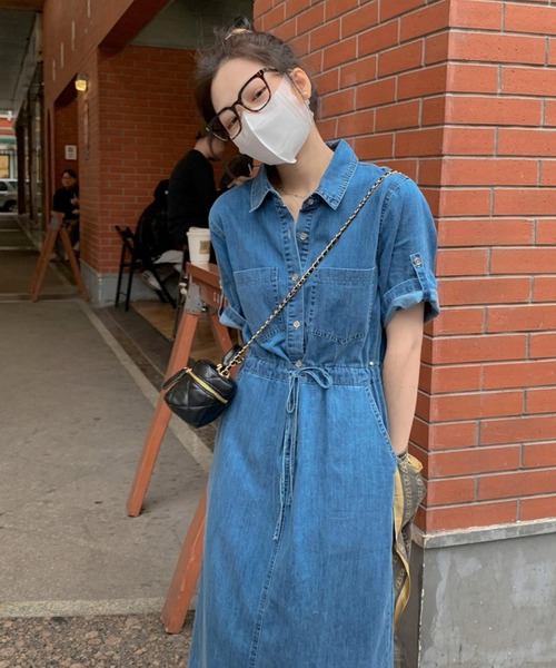 FAVORITO ワンピース 半袖 襟付きデニムシャツワンピース : ZOZOTOWN