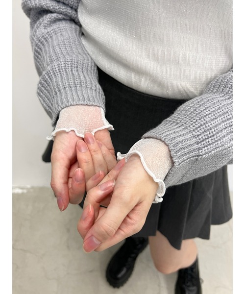 【新品⭐︎未使用】シアーラメニット（カーキ）Glam Lips ラメチュール ロングスリーブ ハイネック シアートップス[品番