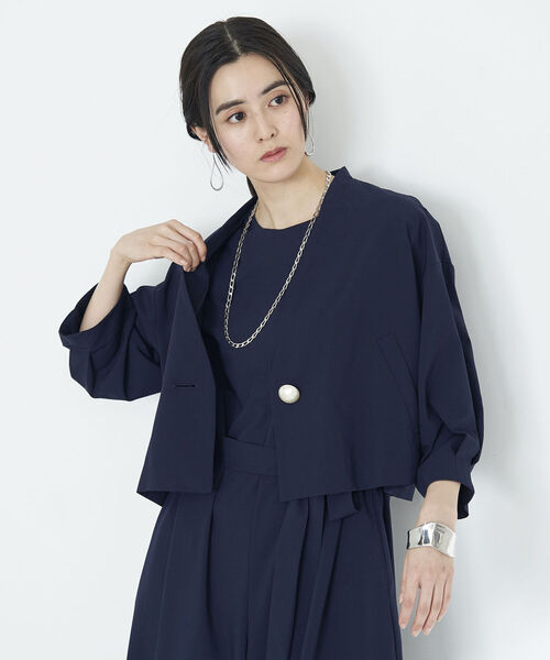 【値下！新品タグ付き】NOLLEY'S ノーカラージャケット 黒 38(M) NOLLEY'S ジャケット ノーカラージャケット ◇【WEB限定】ビッグ
