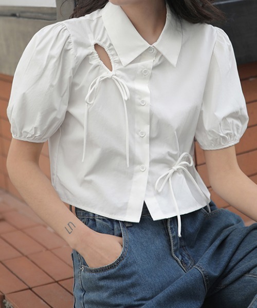 ブラウス シャツ 「DIDOT.」クロップレースチャイナシャツ レディース Didot.showroom ブラウス シャツ 「DIDOT.」クロップレース
