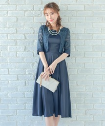 ワンピース ドレス 上品 ハイウエスト 花柄 総レース r4-382 Lace Ladies ドレス 花柄総レースロング丈フレアワンピース