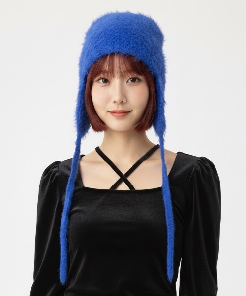 ニット帽 ニットキャップ 「HIKA」耳当て付きモヘア風ニットCAP