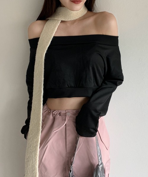 ASON ason 韓国 トレーナー トップス オフショル ノベルティ トレーナー スウェット 「韓国ファッション春コーデに」2way