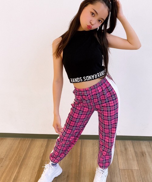 RandS パンツ ラインチェックダボパン キッズ 子供服 女の子