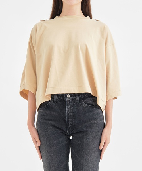 TOGA tシャツ 「TOGA/トーガ」Cotton jersey zip T-shirt