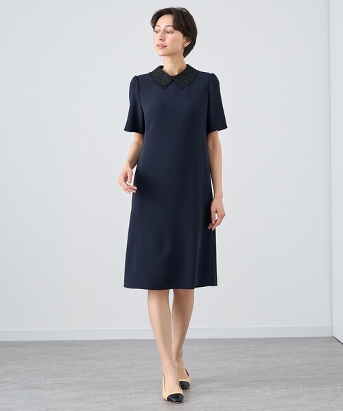 ANAYI ワンピース ストレッチクロス衿付きワンピース : ZOZOTOWN Yahoo 